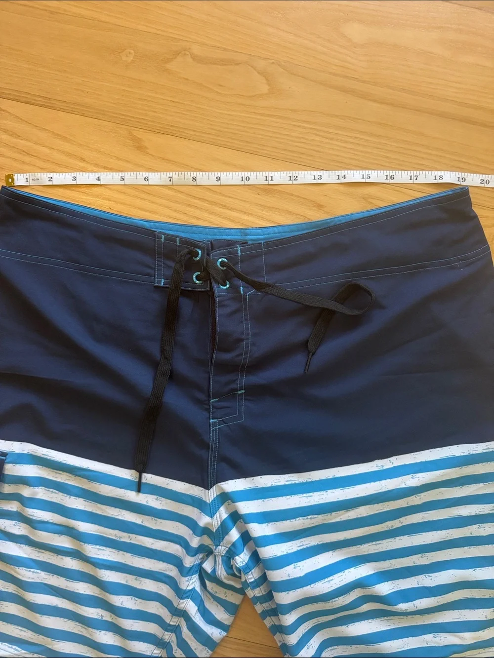 Rusty Navy and Light Blue Striped Men's Board Shorts